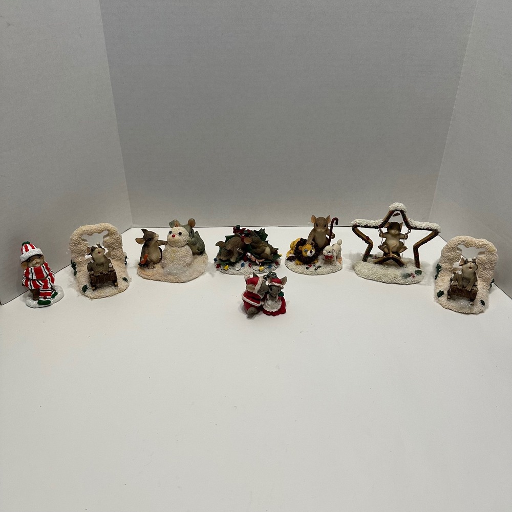 Charming Tails Mouse Christmas Figurines Lot Fitz Floyd Enesco Holiday
